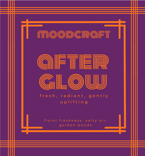 Moodcraft After Glow product packaging with purple and orange design.