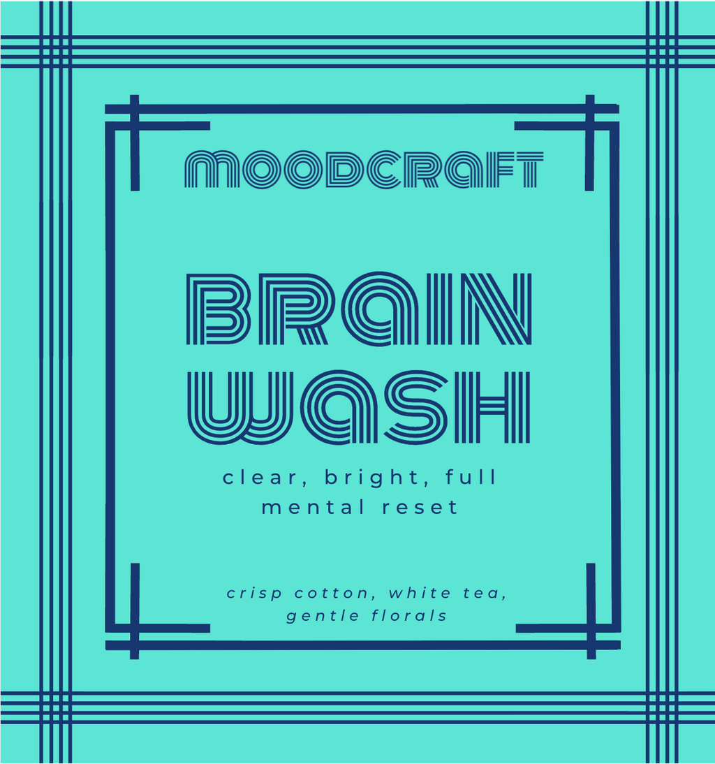 Moodcraft Brain Wash product packaging with text on a teal background