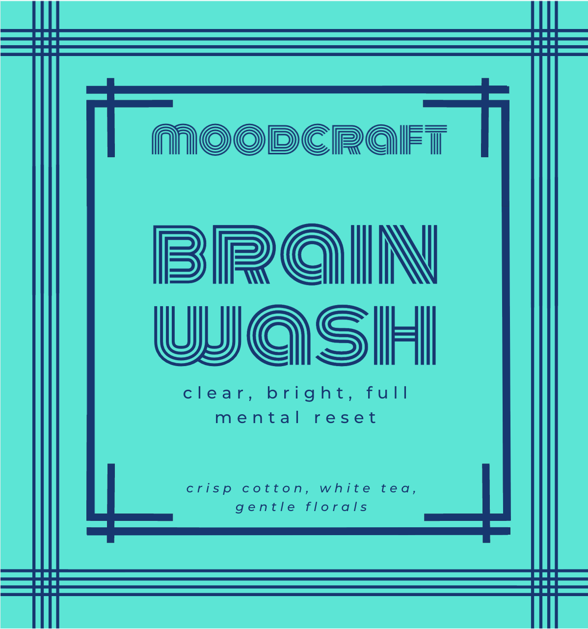 Moodcraft Brain Wash product packaging with text on a teal background