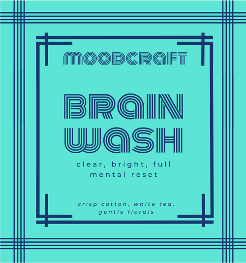 Moodcraft Brain Wash product packaging with text on a teal background