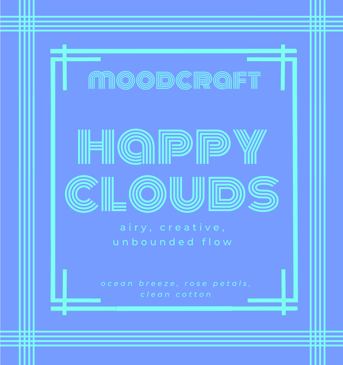 Moodcraft Happy Clouds product packaging with text on a blue background